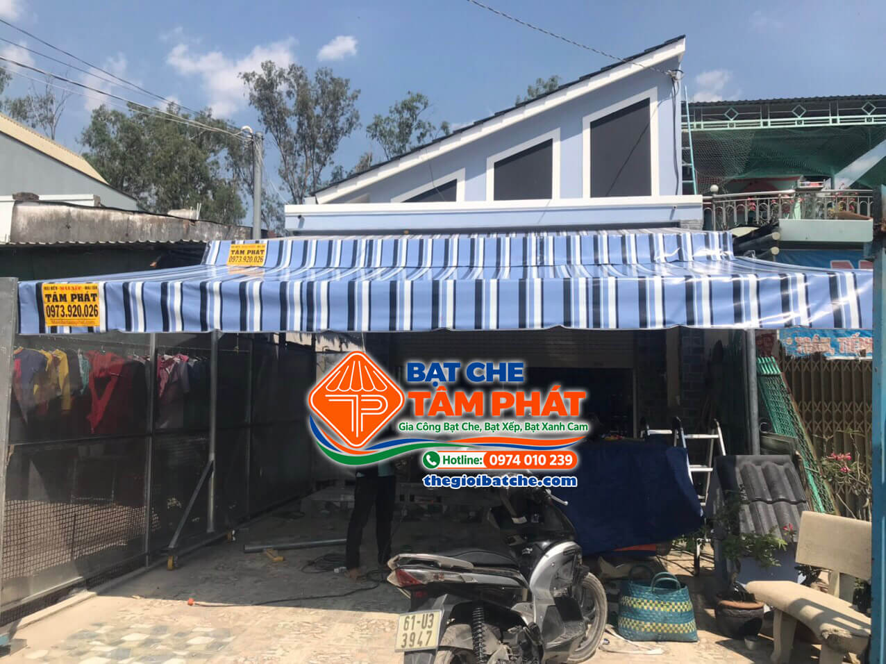 Lắp đặt Mái hiên di động, mái che quay tay tại Huế - Thế Giới Bạt Che Tâm Phát