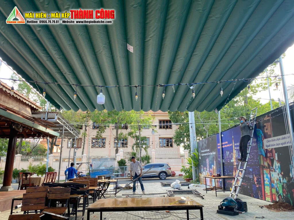 Mái bạt xếp cho nhà hàng, quán ăn, quán nhậu