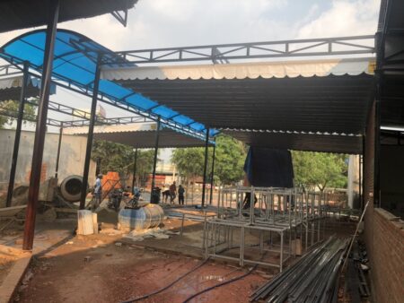 thi công mái xếp lượn sóng
