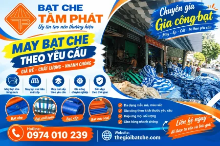 Xưởng bạt Tâm Phát chuyên may bạt che, bạt mái hiên mái xếp giá rẻ, giao nhanh toàn quốc