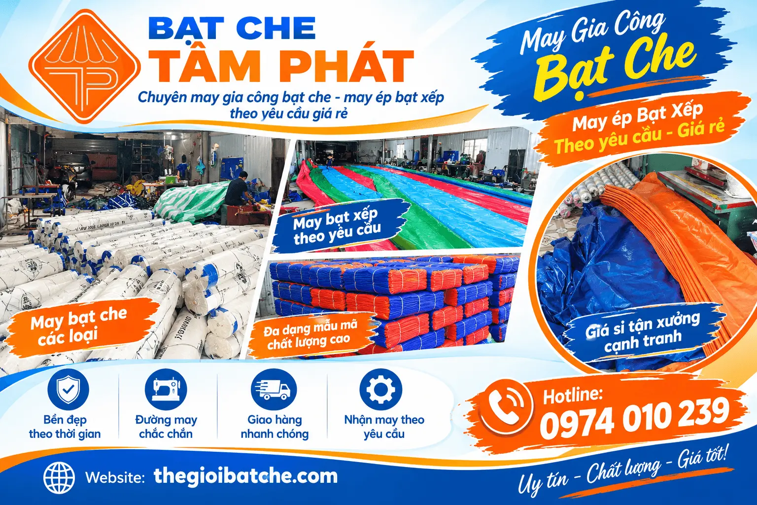 Kho Bạt Che Nha Trang Uy Tín – Tổng Kho Phân Phối & May Ép Bạt Mái Hiên Mái Xếp, Bạt Xanh Cam, Bạt PVC, Bạt HDPE Lót Ao Hồ