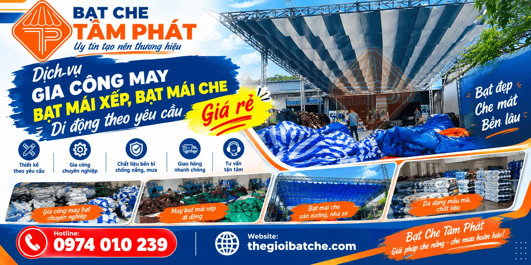 Xưởng bạt Tâm Phát: Chuyên Cung Cấp Bạt & Gia Công May Ép Bạt Che, Bạt Xếp Theo Yêu Cầu, Giao hàng tận nơi Đà Lạt
