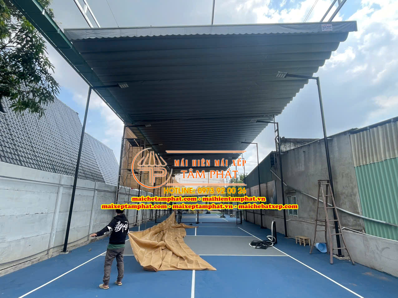 Tâm Phát: đơn vị chuyên thi công Bạt Mái Che, Bạt Mái Xếp Sân Pickleball uy tín, chất lượng, giá tốt