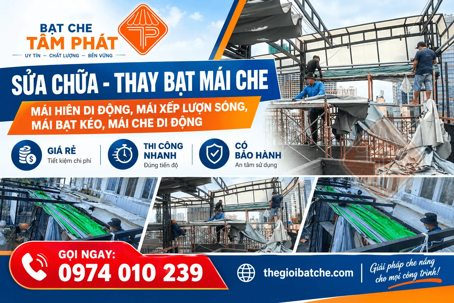 Sửa chữa Thay bạt .Mái Hiên - Mái Xếp - Mái Che Di Động Tại Thủ Dầu Một Giá Rẻ, Bạt Tốt