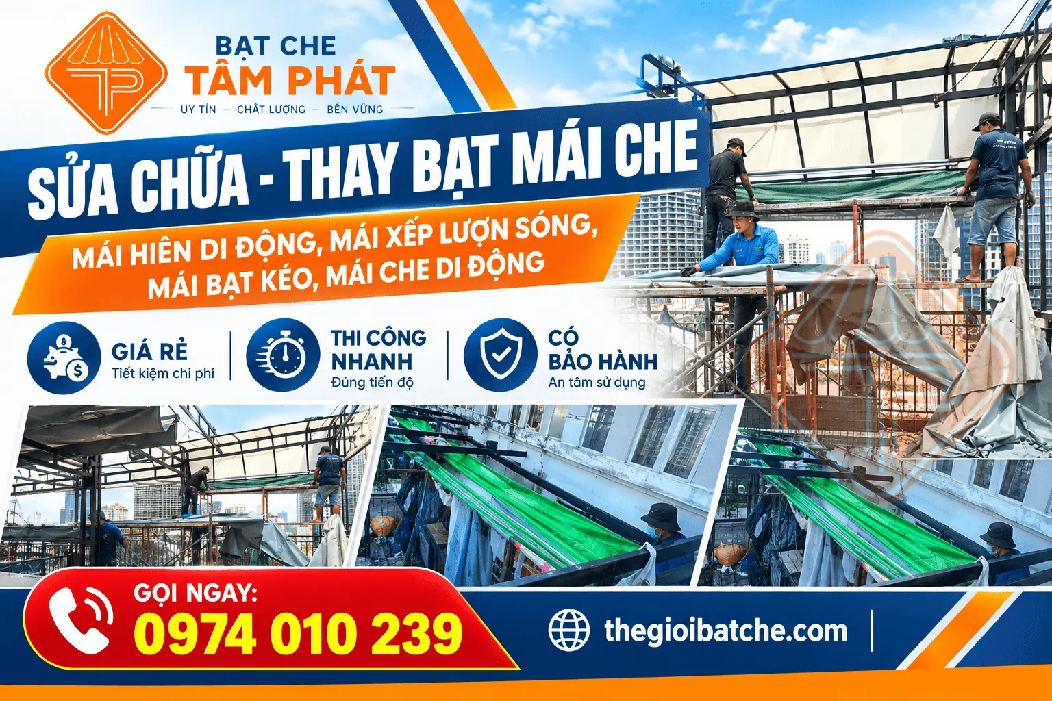 Sửa chữa Thay bạt .Mái Hiên - Mái Xếp - Mái Che Di Động Tại Đồng Nai Giá Rẻ, Bạt Tốt